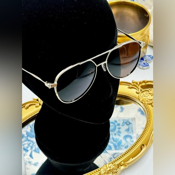 🆕 ALEXANDER MCQUEEN 🧿 NWOT AM0373S 001 Ruthenium Grey Aviator Sunglasses - Picture 5 of 16